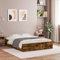 vidaXL King Size Bed Frame with Drawers - Smoked Oak Engineered Wood with Plywood Slats - Bedroom Furniture, 203x153x33 cm, Storage-Savvy