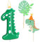 Ronoza Geburtstagskerzen Zahlen 1, Dinosaurier Kerzen Geburtstag, Geburtstagskerze, Geburtstagskerzen für Torte, Kerze 1, Grün Kerzen Zahlen, mit 2 Stück Dinosaurier Happy Birthday Cake Topper