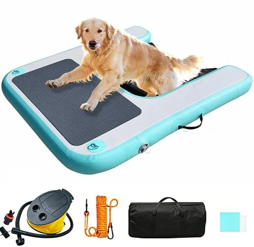 Rampa de Piscina para Perros, rampa Inflable para Botes para Perros, Escalera Flotante Inflable de EVA Antideslizante para Piscinas, Barcos, muelles, Acceso Seguro y fácil al Agua para Perros Grandes