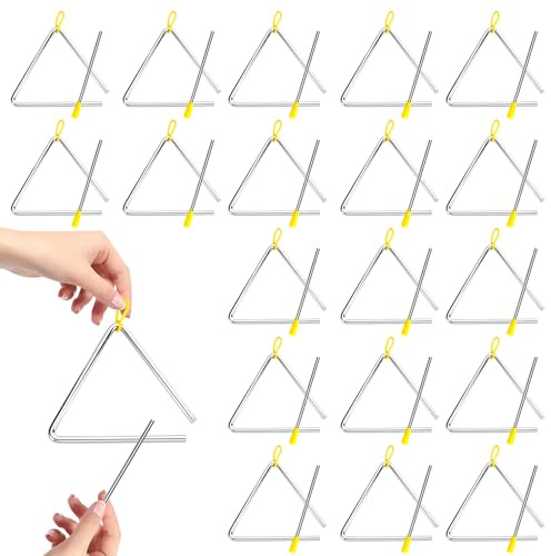 KEJJNYER 20 Pcs 6 Inch Triangle Instrument with Striker, Steel