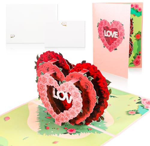 3D Pop Up Valentinstag Grußkarten, 3D Herz Valentinstag Grußkarten, kreative, Ungewöhnliche, Schöne, Besondere Valentinstag Geschenke für Verliebte Frauen