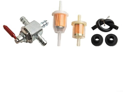 Sumsoctober Gruppo rubinetto benzina a due vie in acciaio, 2 vie acciaio olio combustibile Gas Petcock in linea Cut Off Valve Kit, configurazione doppio serbatoio, 482212