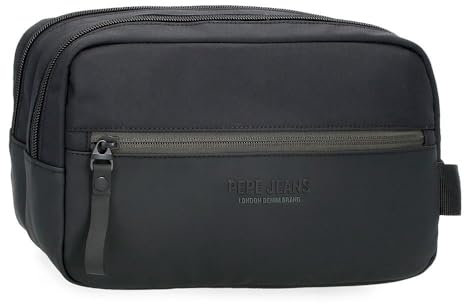 Pepe Jeans Sail up Kulturbeutel mit Zwei Fächern, Schwarz, 26 x 16 x 12 cm, Polyester und PU von Joumma Bags, Schwarz, Talla única, Kulturbeutel mit Zwei Fächern