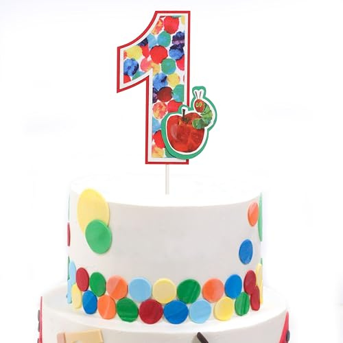 Hunger Caterpillar Cupcake Toppers - Number Theme Baby Shower Decorations, Cartoon Theme Birthday Table Toppers, Green Caterpillar Table Centerpieces (5 year old)