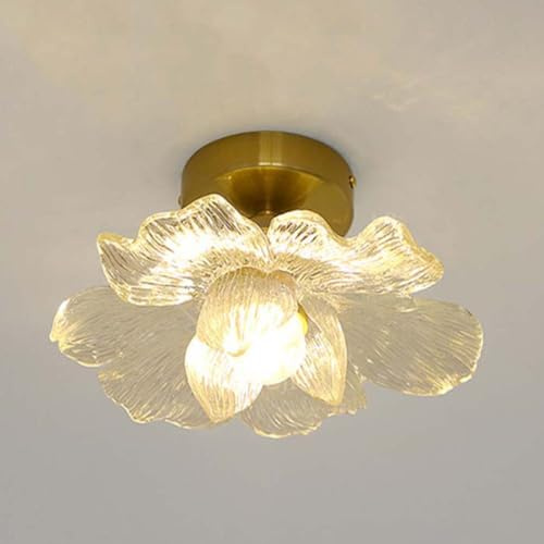 OOWDMPE Gold Deckenleuchte Blume Acryl Lampenschirm E27 Moderne Deckenlampe Dekorative Künste Deckenlicht Blume Wandleuchte für Korridor Flur（mit Leuchtmittel）