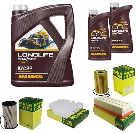 EISENFELS Inspektionspaket enthält 7 L Motoröl Longlife 504/507 5W-30 Ölfilter Luftfilter Innenraumfilter Kraftstofffilter für Tiguan 5N_ 2.0 TDI 4motion Golf VI 5K1 1.6 AJ5