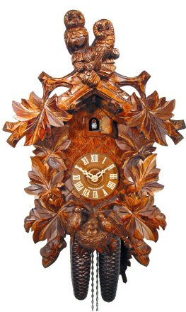 August Schwer Kuckucksuhr Eulen, Nest