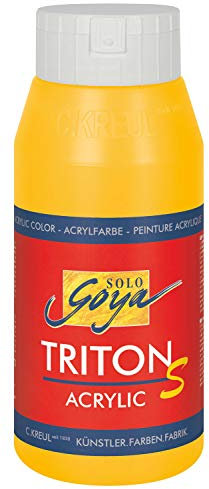 KREUL 17303 - Solo Goya Triton S Acrylfarbe maisgelb, 750 ml Flasche, schnell trocknend mit Glanzeffekt, Farbe auf Wasserbasis, in Studioqualität, vielseitig einsetzbar, gut deckend und ergiebig