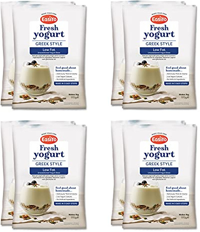 EasiYo Greek Style Low Fat Yogurt 8 Sachet Pack | Each Sachet Makes 1KG of Yoghurt