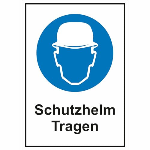 Indigos UG - Aufkleber - Schutzhelm tragen Gebotsschild - 13,1x18,5 cm - Warnung - Sicherheit - Hotel, Firma, Haus