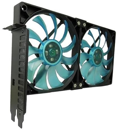 Gelid Solutions PCI Slot Fan Holder - 2 x Slim 120mm UV Blue Fan - High Airflow with Quiet Operation - Sizes 254 x 43.7 152 (mm)