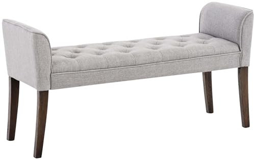 CLP Chaiselongue Cleopatra I Stoff-Bezug I Polsterbank, Farbe:hellgrau, Gestell Farbe:antik-dunkel