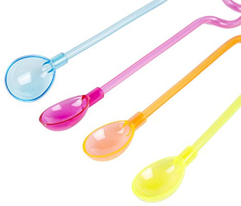 Robelli Eco-friendly Smoothie Spoon Spiral Straws - Multicolour (8)