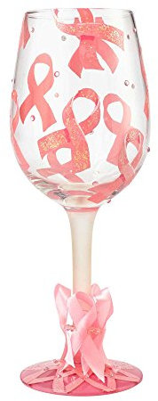 Enesco GIFT-6000742 Weinglas mit pinkem Band, mehrfarbig