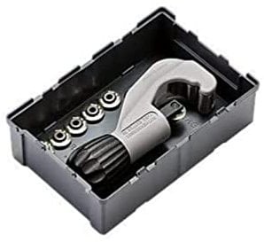 Rothenberger 1000002222 Tube Cutter 35 INOX + Cutting Wheels Cutter with Sunken Pipe Innenen Deburrer Cutting Wheel | Reusable Robox for Stainless Steel Tube Ø 6 35 mm, Grey