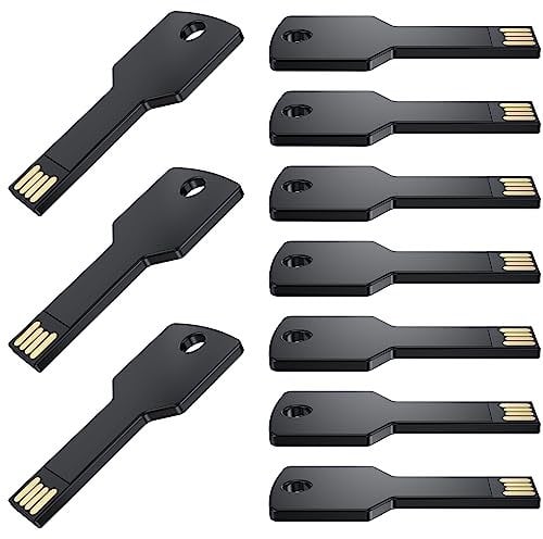 8GB Memoria USB Forma de Llave Pendrive 10 Piezas Uflatek USB 2.0 Pen Drive Negro Memorias Flash Drive Creative Impermeable Pen USB Externo Data Stick para Regalo