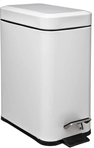 5five - Papelera Rectangular Cierre Suave Acero Inoxidable 5l Blanco