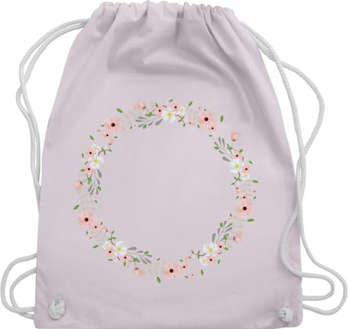 Shirtracer Turnbeutel Rucksack - Blumen & Pflanzen - Blumenkranz - Unisize - Pastell Rosa - beutel wechselkleidung kindergarten stoffsackerl aesthetic stoffbeutel taschen baumwolle tasche stoff