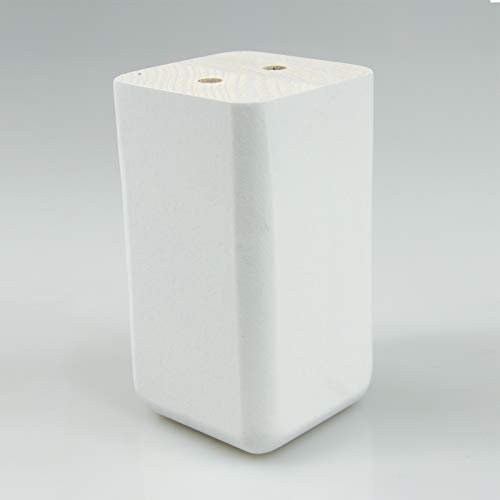 4X Möbelfüße Sofafuß Tischfuß Möbelfuß Schrankfuß Holzbeine gerade eckig Buche/Eiche (9 x 5 x 5 cm (HxBxT), Weiß)