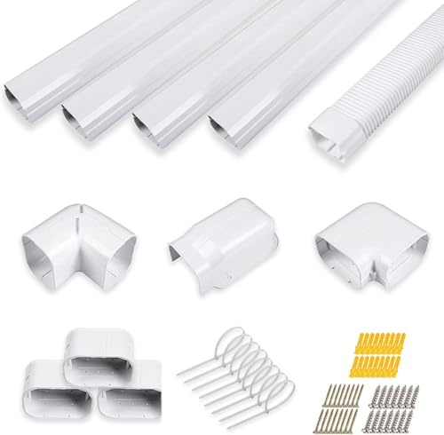 LyPrem 5m L Mini-Split-Leitungsabdeckung 127mm B PVC für Klima (Weiß)