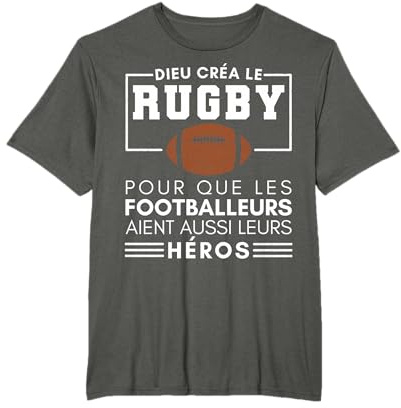 Dieu Créa Le Rugby Idée Cadeau Drôle Joueur Sportif Rugby T-Shirt