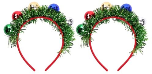 ABOOFAN 2 Stück Weihnachts-Haarreifen mit bunten Christbaumkugeln, Quaste, Stirnband, Requisite, Haar-Accessoires, Goodie Bag Füllstoffe für Erwachsene und Kinder