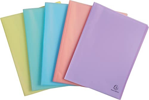 Exacompta - Réf. 88470E - 1 Protège-documents Chromaline Pastel - 40 pochettes cristal lisse - 80 vues - pour A4 - dim 24 x 32 cm - couverture en polypro recyclé translucide - 5 couleurs aléatoires
