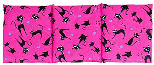 3-Kammer Dinkelkissen 20x50cm groß - Katzen-pink - Körnerkissen Dinkel - Wärmekissen für Mikrowelle & Backofen (20x50 cm)