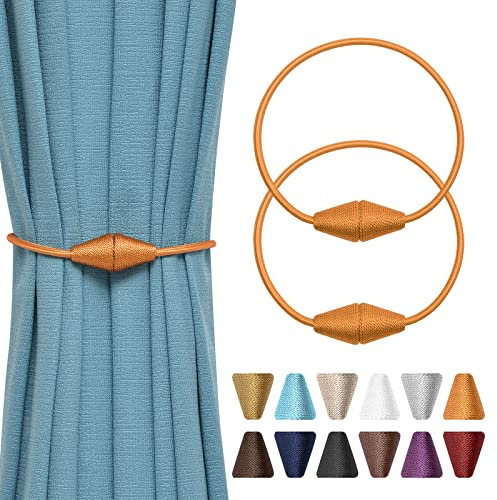 Pretty Jolly Magnetische Vorhang-Raffhalter, handgefertigt, gewebt, bequem, dekorativ, konisch, für Zuhause und Büro, 2 Stück (Orange)