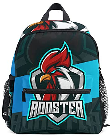 Hahn Huhn Logo Design Kleinkind Rucksack Kinder Leichtgewicht Büchertasche Vorschule Schülerrucksack für 2-7 Jahre die Reise Mädchen Jungs