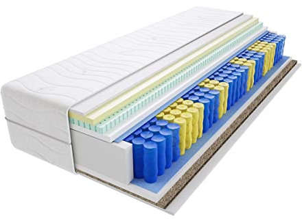 Godre Matratze 70x200 cm Doppelmatratze, H3 & H4 Federkernmatratze, Taschenfederkernmatratze 27 cm Hoch Latex Visco Memory Seegras Hypoallergene, HR-Schaum, Gesteppter Bezug Lima Gras Max