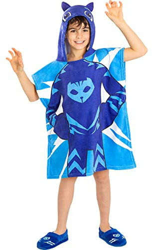 Funidelia | Catboy Poncho Handtuch - PJ Masks für Jungen Zeichentrickfilm, Catboy, Eulette, Gecko - Lustige Geschenke für Kinder an Weihnachten, Geburtstag und anderen Anlässen - Blau