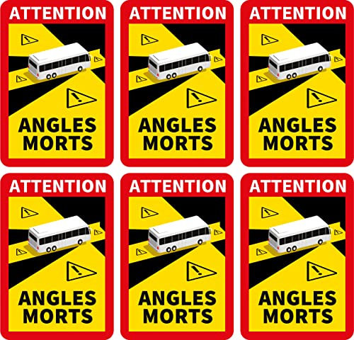 Prolac Warnaufkleber Angles Morts – Toter Winkel für LKW und Wohnwagen, Auto Etiketten selbstklebend 25 x 17 cm – Aufkleber Wohnmobil (Busse und Wohnmobile) – 6 Stück