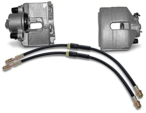 ATEC Germany 2x Bremssattel vorne links und rechts Bremszange ohne Hohlschraube Faustsattel ohne Halter inkl. Bremsschlauch