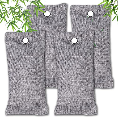 wyewye Bamboo Charcoal Air Purifying Bags, 4x75g, Odour Eliminator, Fridge Fresheners, Fridge Deodoriser, Small Pouches for Nooks, 75g Pack of 4