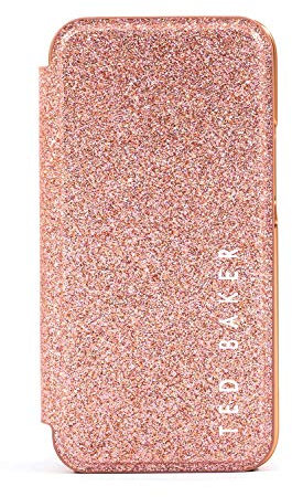Ted Baker Mirror Folio Case for iPhone 14 Plus - Rose Gold Glitter