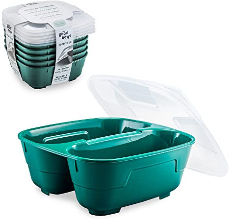Thermohauser GoodBowl Twin, 5er Set, Mehrweg Essensbehälter, 1000 ml To Go Lunchboxen, mikrowellengeeignet, grün