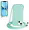 WenBaby Funda con Cuerda para iPhone 13, Líquida Silicona Carcasa con Cordón Ajustable Collar Correa de Cuello, Cubierta Prueba Golpes con Microfibra Forro (Verde Menta)