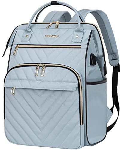 VANKEAN Laptop Backpack for Women Men 17.3 Inch Stylish Computer Work Backpack, Waterproof College Daypack Backpacks with USB Port & RFID Blocking, Business Travel Backpack, Light Blue