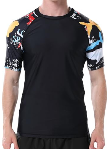 VAYAGER Maillot de Bain pour Homme Rashguard UPF 50+ T-Shirt à séchage Rapide Coupe Ample Chemise de Surf et activités Nautiques, 3X-Large