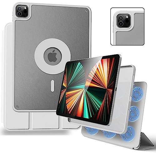Marasone Schutzhülle für iPad Pro 12,9 Zoll (6./5./4./3. Generation), doppellagig, magnetisch, mit mehreren Winkeln und Stift-Ladeunterstützung, luxuriöses Grau
