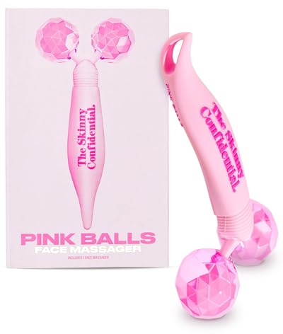 The Skinny Confidential Face Roller - Pink Balls Eye & Facial Roller Massager - Face Massage Tools Skincare for Wrinkles & Fine Lines, Sculpt, Contour, Tighten & De-Puff Skin