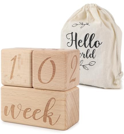 DBREAKS Baby Milestone Blocks, Documentar el crecimiento de su bebé Atrezzo para fotografía de bebés, regalos para recién nacidos y embarazos, creatividad de superficie pulida