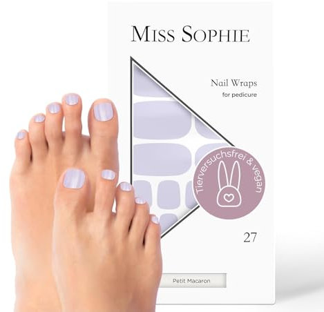 Original Miss Sophie Pedi Wraps I Petit Macaron Pedicure I 27 ultra-dünne Nagellack-Streifen einfarbig I Für Fußnägel I Hält auf Natur- sowie lackierten, Acryl-, Gel- & Shellac-Nägeln