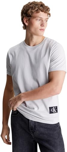 Calvin Klein Herren T-Shirt Kurzarm Badge Turn Up Sleeve Rundhalsausschnitt