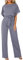 OUMSHBI Jumpsuit Elegant Kurzarm Damen Unifarben U-Ausschnitt Overall Romper Latzhosen mit Gürtel Locker Casual Playsuit Arbeitshose Sommer Lang Weites Bein Damen Arbeitsoverall Trägerhose Grün