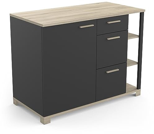 möbelando Unterschrank >Atelier< in Kronberg/schwarz - 120x92x60cm (BxHxT)
