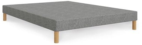 Mobilier-Deco Spring - Sommier tapissier 160x200 Tissu Gris piètement en Bois
