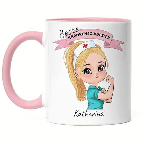 Kiddle-Design Infirmière Tasse Rose Personnalisée Médecin Infirmière Ambulancier Collègue Ami avec Nom & Proverbe Infirmière Cadeau