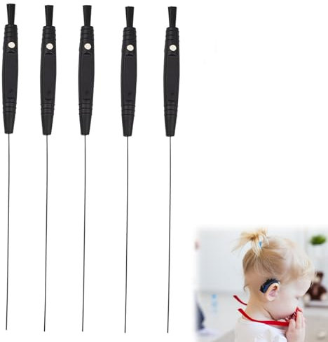 FEXPDL 5PCS Hearing Aid Cleaning Wire Hearing Aid Cleaning Kits Nylon Hearing Aid Cleaner Essential for Sound Multifunctional Hearing Aid Cleaning Kit for Sound Universal Black